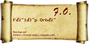 Fülöp Orbó névjegykártya